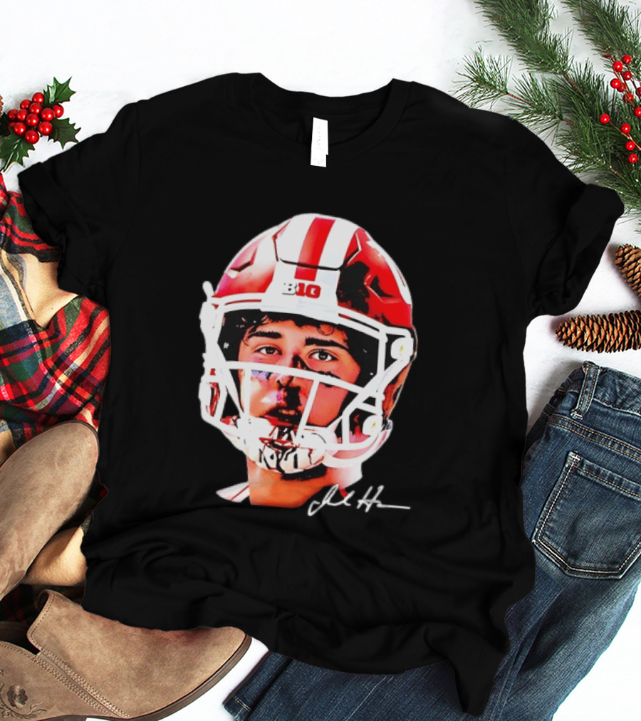 Indiana Hoosiers Big Ten Football Jack Howes Signature Helmet T-Shirt