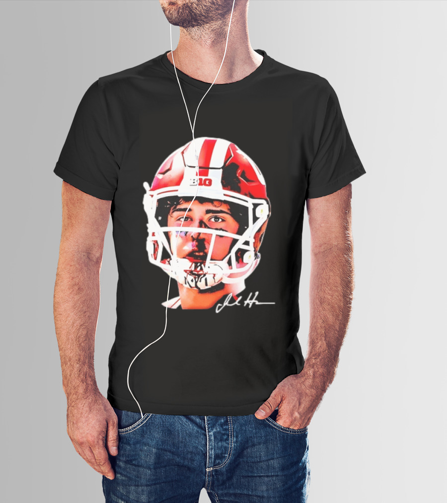 Indiana Hoosiers Big Ten Football Jack Howes Signature Helmet T-Shirt