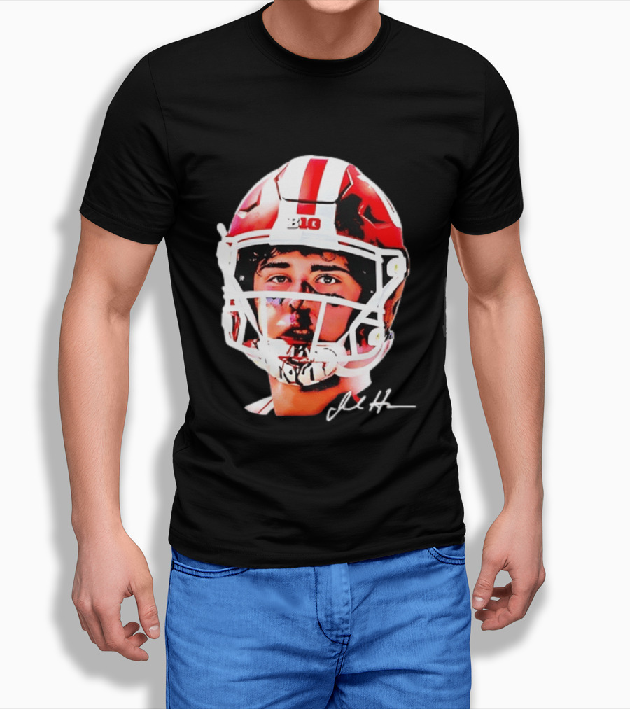 Indiana Hoosiers Big Ten Football Jack Howes Signature Helmet T-Shirt