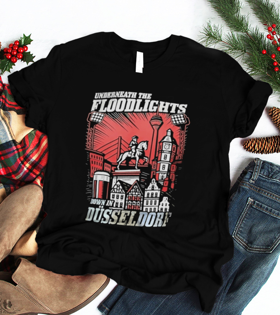 Underneath The Floodlights Düsseldorf Skyline And Equine Monument T-Shirt
