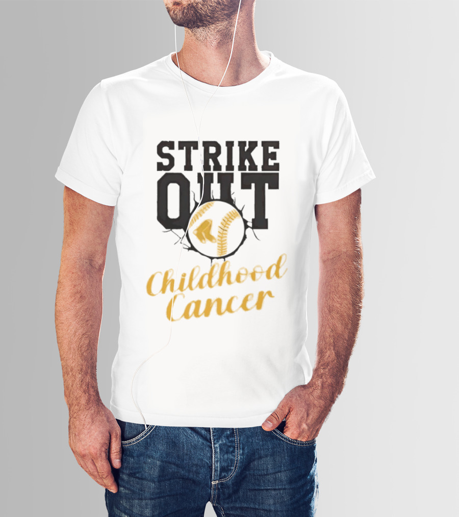 Strike Out Childhood Cancer Boston Red Sox Baseball Team Awareness T-Shirt