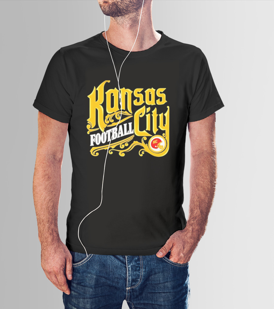 Kansas City Football City KC Chiefs Helmet T-Shirt