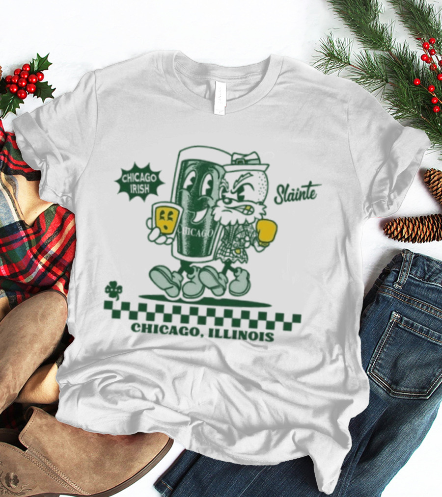 Chicago Illinois Irish Slainte Beer Pint St Patrick's Day T-Shirt