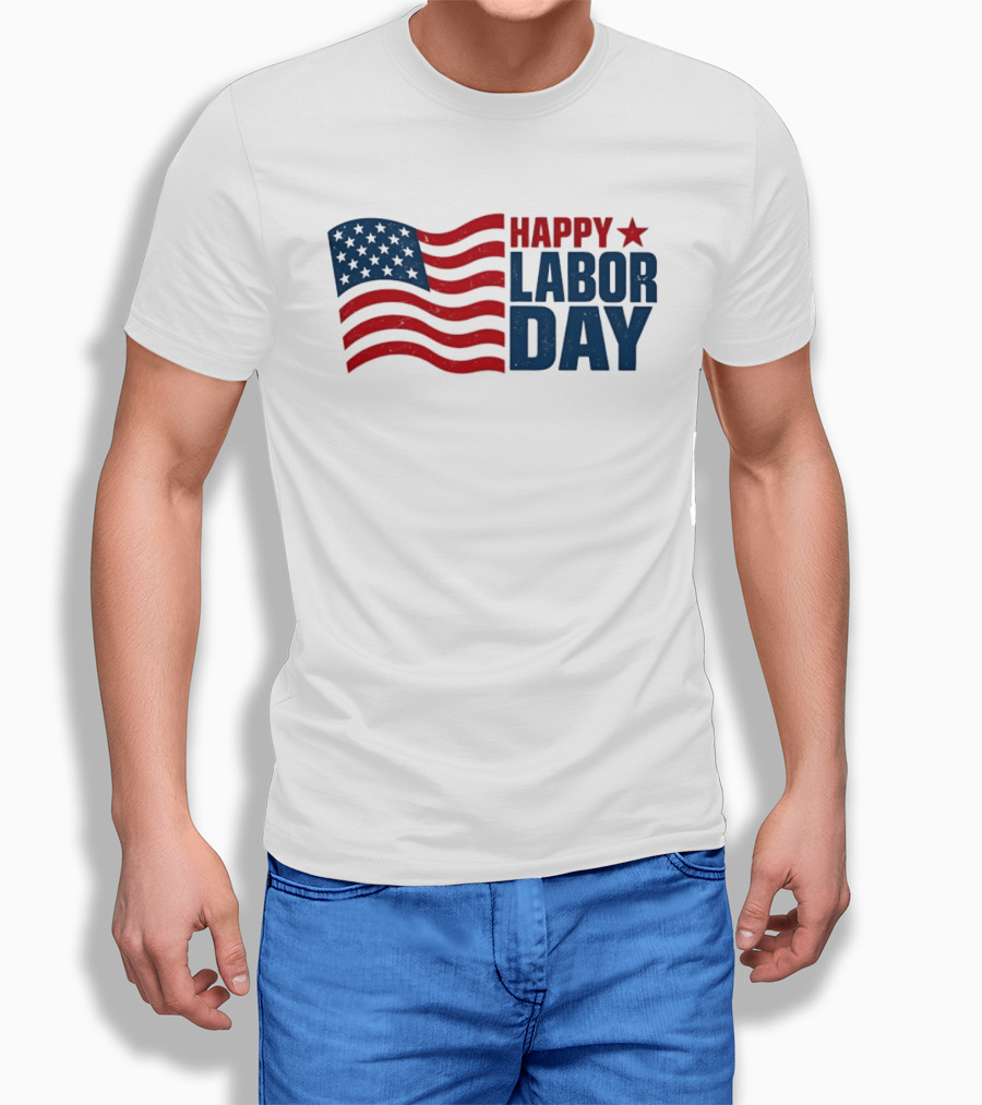 Happy Labor Day Distressed American Flag Stars Stripes T-Shirt