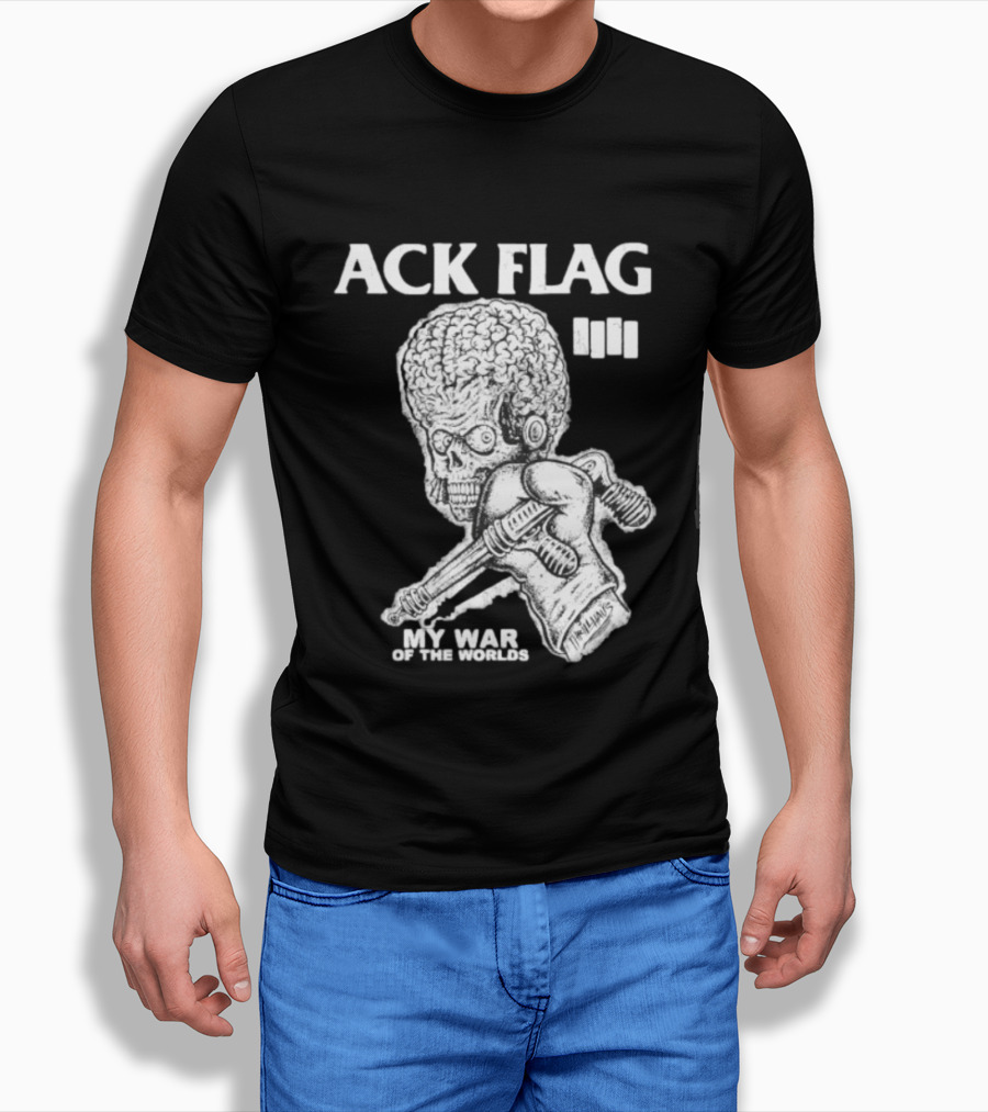 ACK Flag Mars Attacks War Of The Worlds Black Flag Mashup T-Shirt