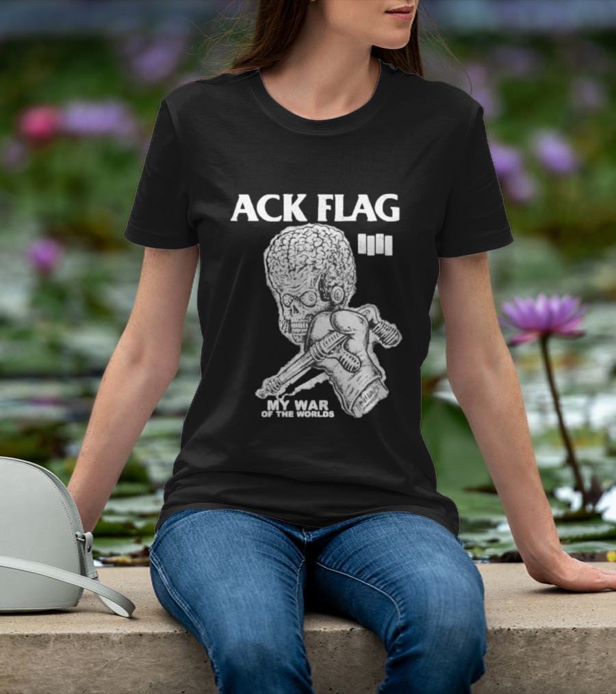 ACK Flag Mars Attacks War Of The Worlds Black Flag Mashup T-Shirt