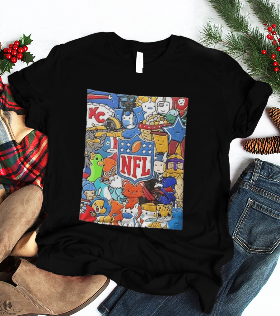 All 32 Teams Mascots Collection NFL KC Chiefs Steelers NCAA Dallas Cowboys MLB Vikings Jaguars T-Shirt