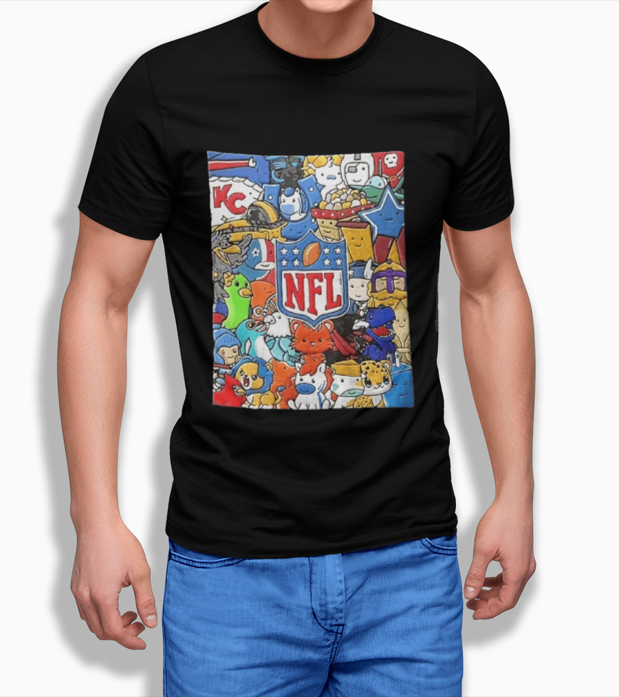 All 32 Teams Mascots Collection NFL KC Chiefs Steelers NCAA Dallas Cowboys MLB Vikings Jaguars T-Shirt