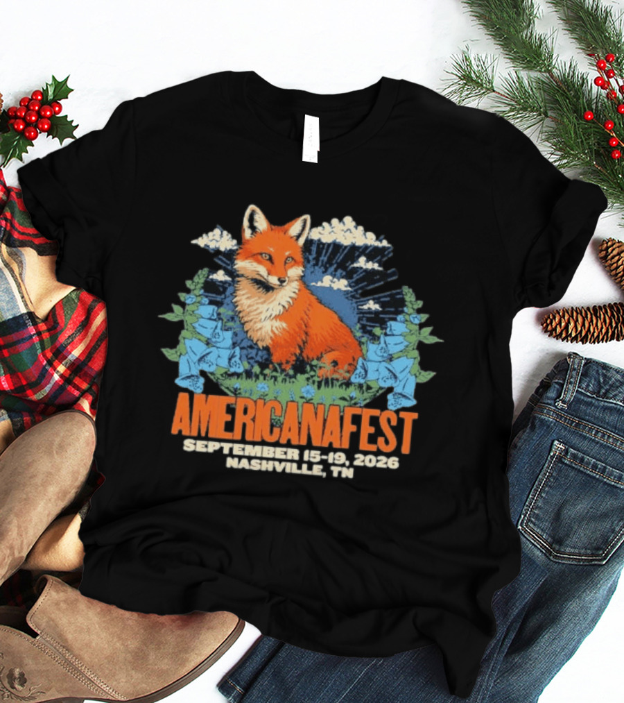 Americanafest 2026 Nashville September 15 19 Fox And Blue Flowers T-Shirt