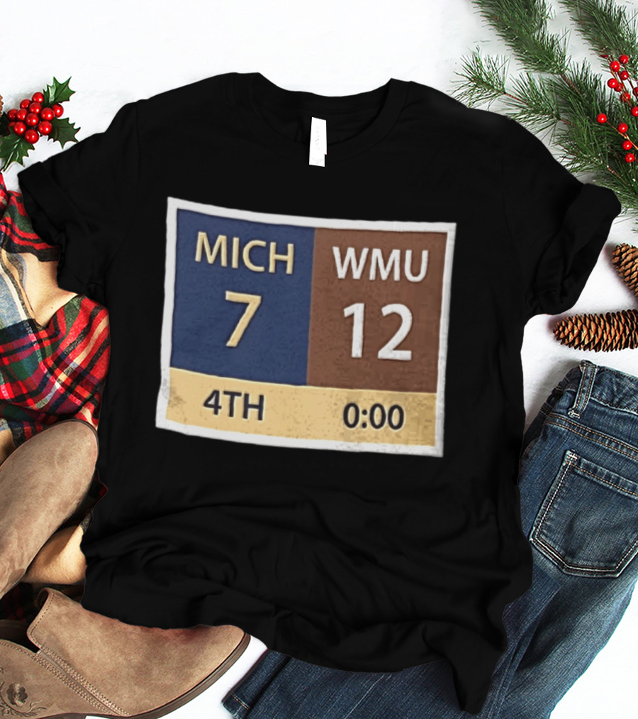Michigan 7 WMU 12 4th Quarter Scoreboard T-Shirt