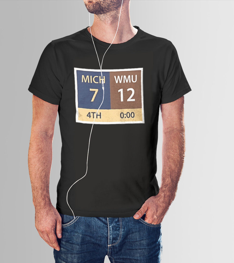 Michigan 7 WMU 12 4th Quarter Scoreboard T-Shirt