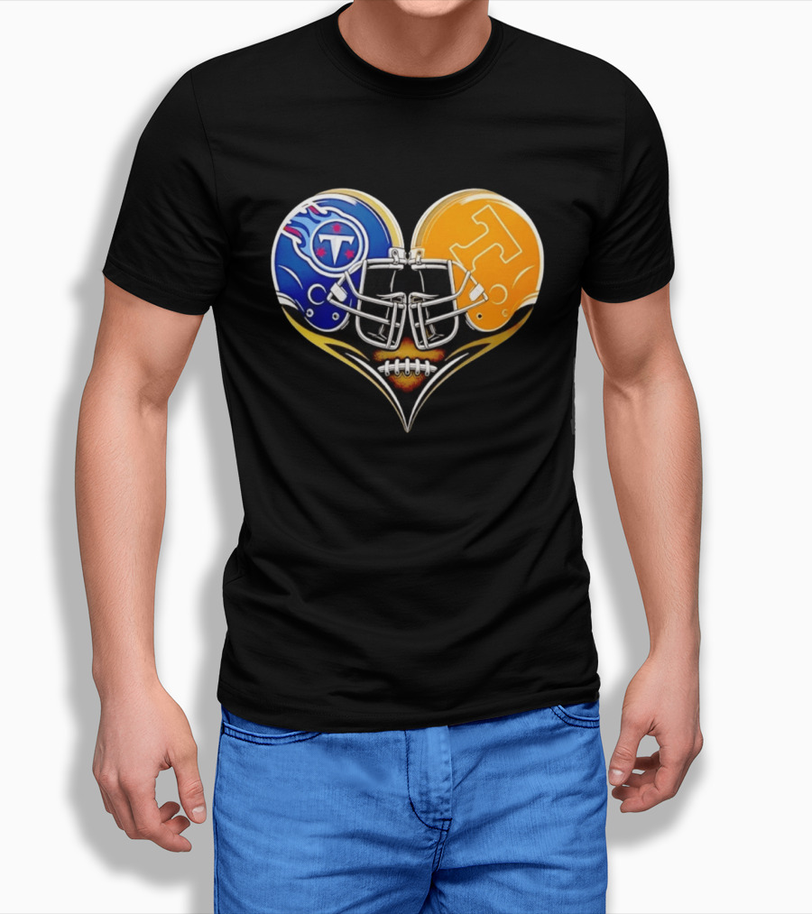 Tennessee Titans Tennessee Volunteers Football Heart Helmet T-Shirt