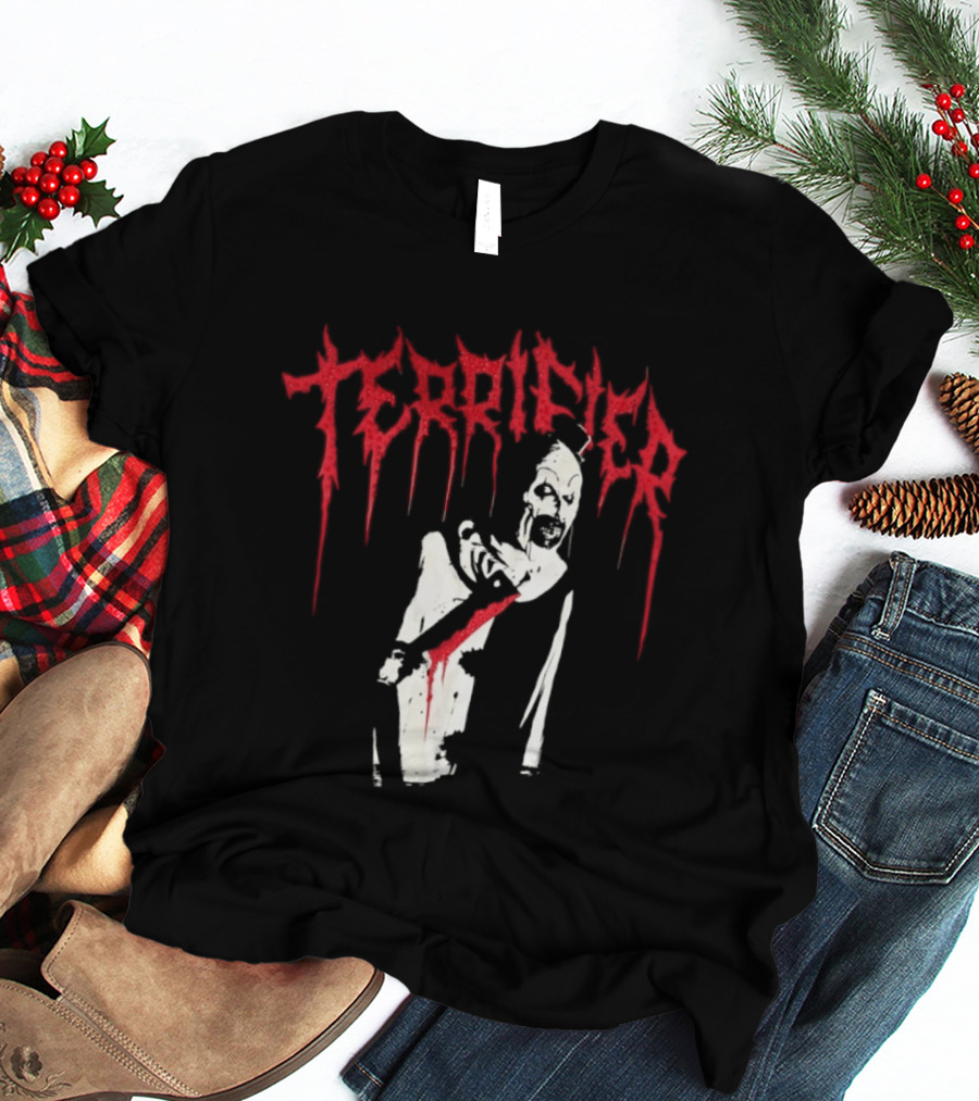 Terrifier Clown Horror Movie Rhinestone Scary Blood Effect T-Shirt