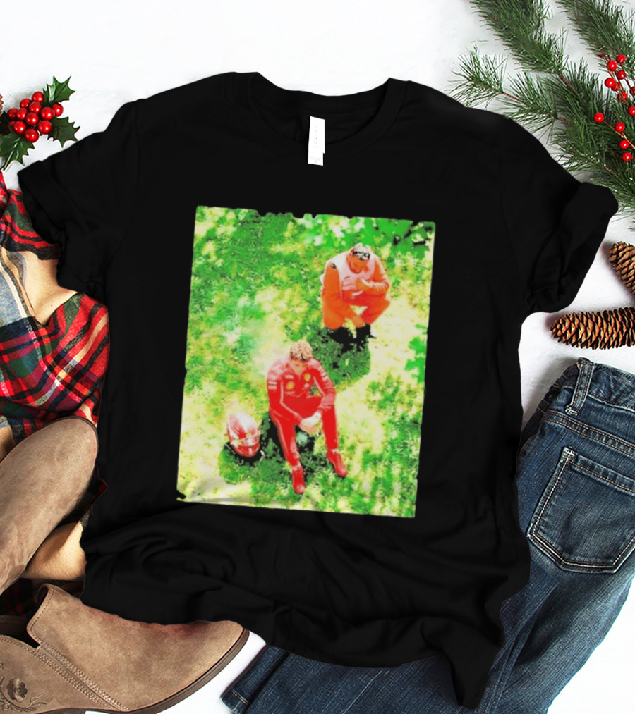Monza GP Charles Leclerc Helmet On Grass Crash Moment T-Shirt