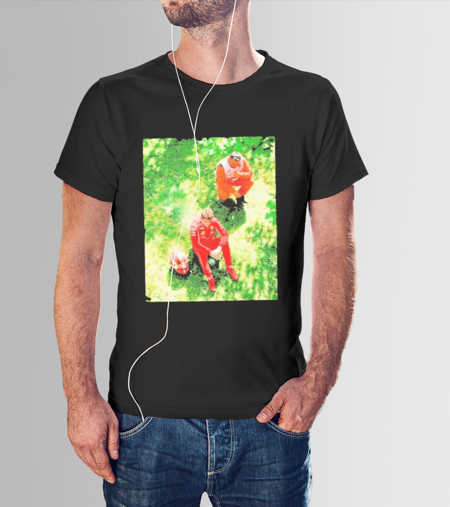 Monza GP Charles Leclerc Helmet On Grass Crash Moment T-Shirt