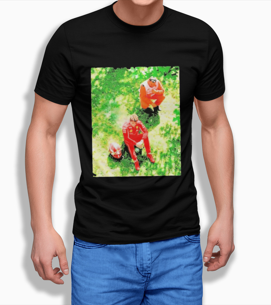 Monza GP Charles Leclerc Helmet On Grass Crash Moment T-Shirt