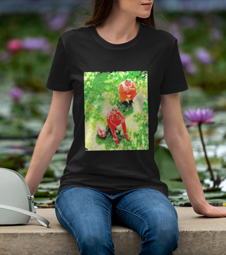 Monza GP Charles Leclerc Helmet On Grass Crash Moment T-Shirt