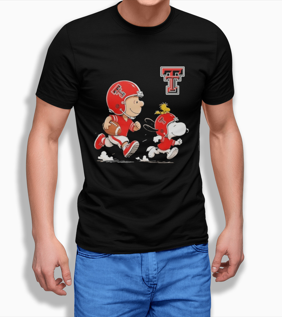 Charlie Brown Woodstock Snoopy Texas Tech Red Raiders Football Team Spirit T-Shirt