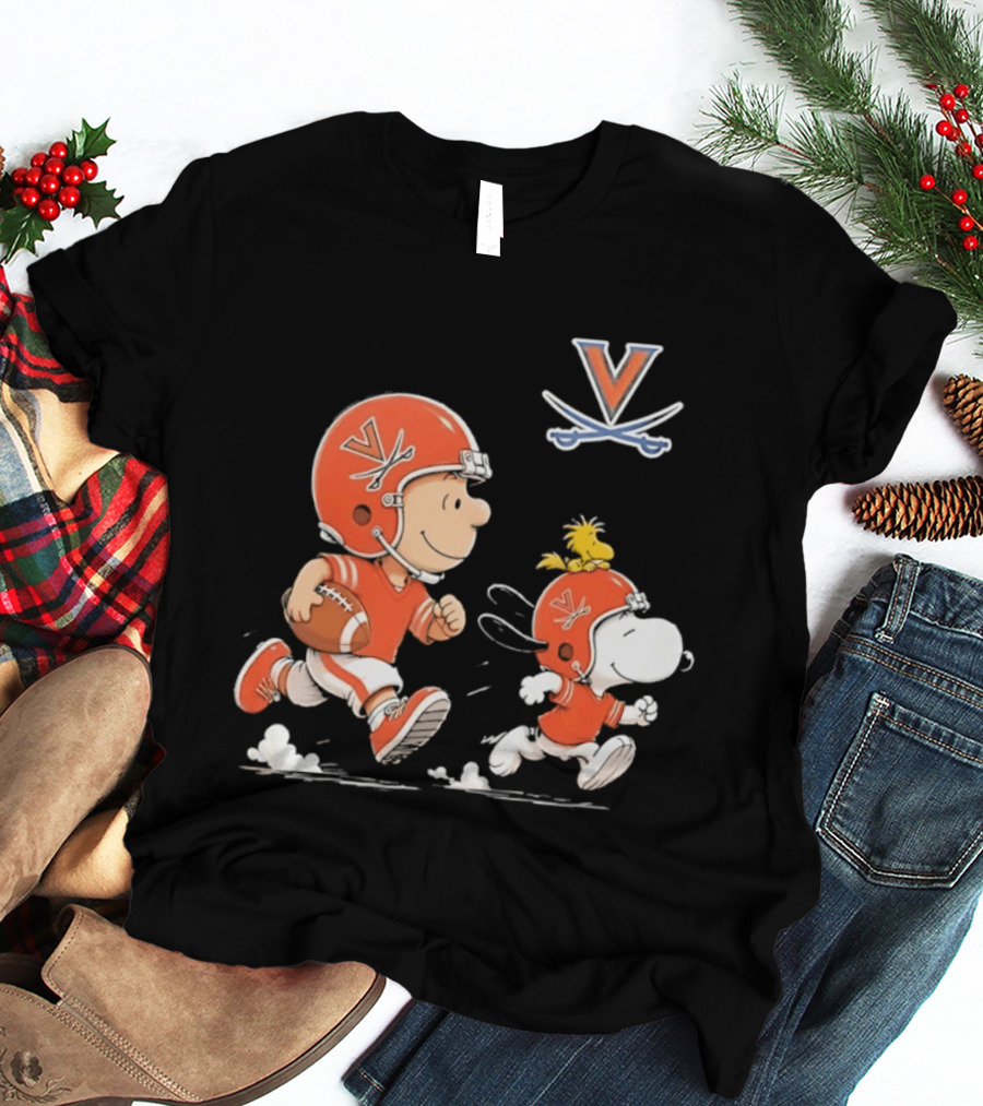 Charlie Brown Snoopy Woodstock Virginia Cavaliers Football Fun T-Shirt