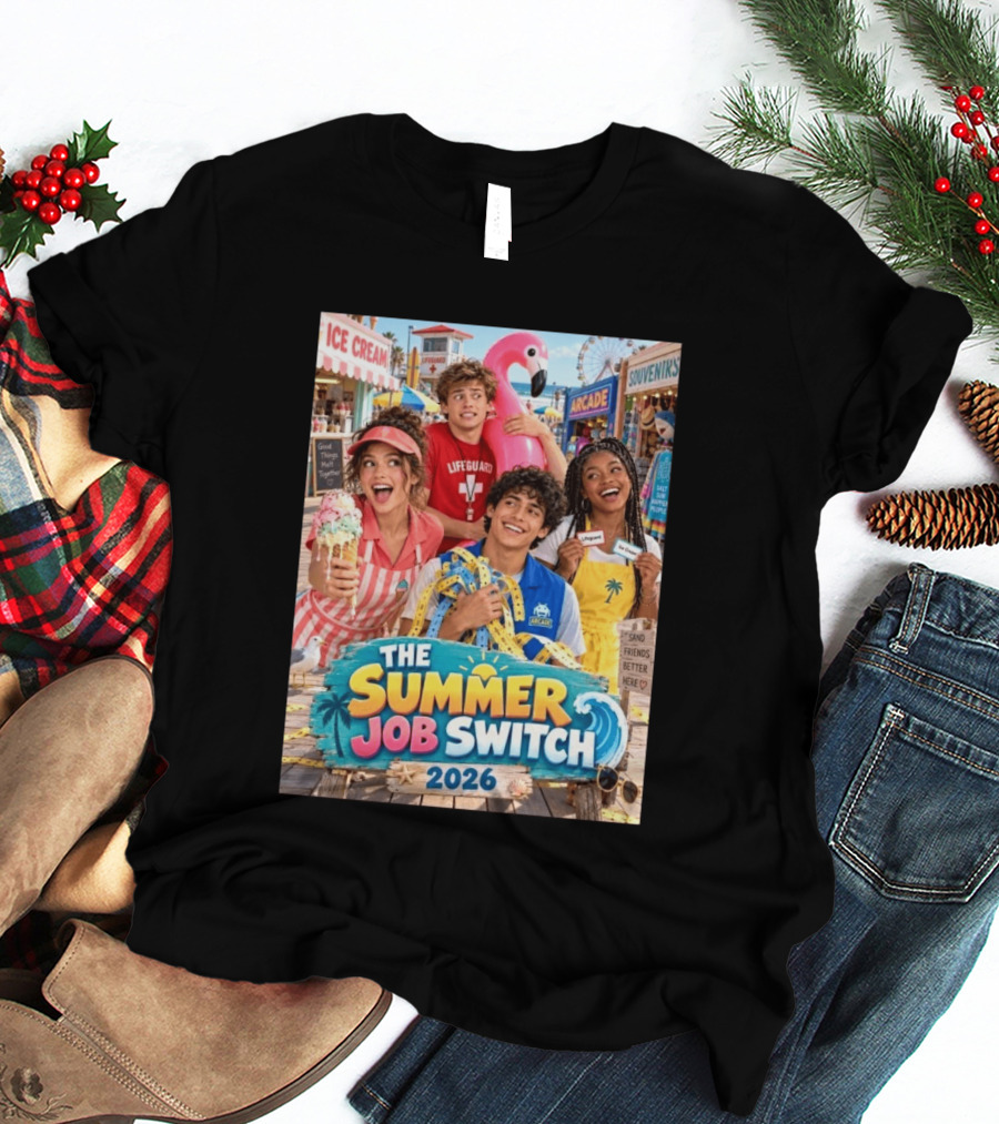 The Summer Job Switch 2026 Ice Cream Adventure Lifeguard Arcade Souvenirs Sand Friends T-Shirt