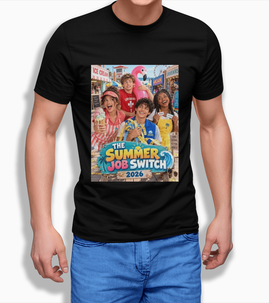 The Summer Job Switch 2026 Ice Cream Adventure Lifeguard Arcade Souvenirs Sand Friends T-Shirt
