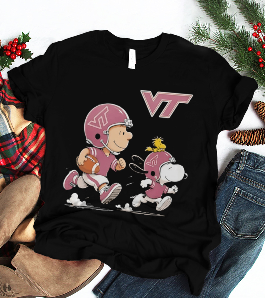 Charlie Brown Woodstock Snoopy Virginia Tech Hokies Football VT T-Shirt