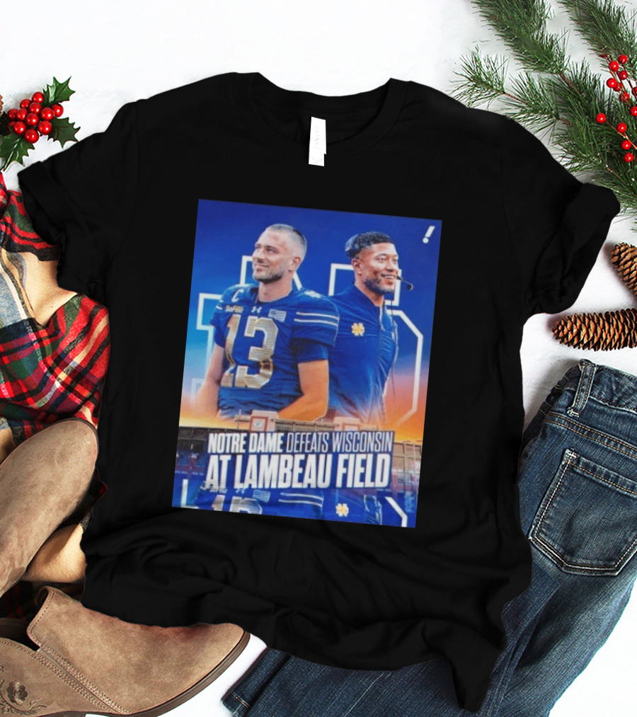 Notre Dame Defeats Wisconsin At Lambeau Field Notre Dame Fighting Irish Victory T-Shirt