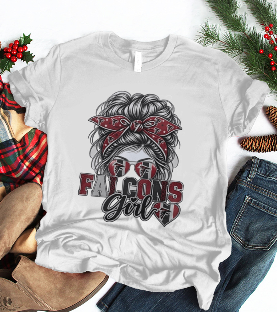 Falcons Girl Messy Bun Bandana Sunglasses T-Shirt