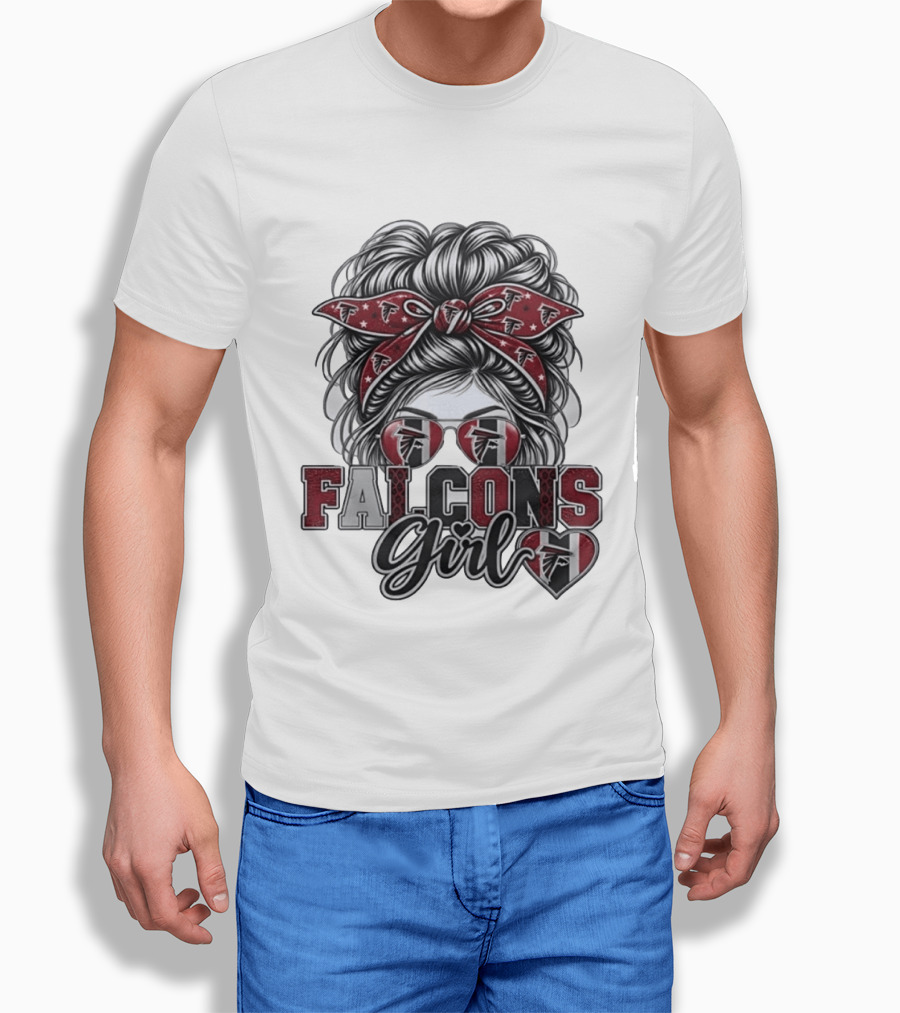 Falcons Girl Messy Bun Bandana Sunglasses T-Shirt