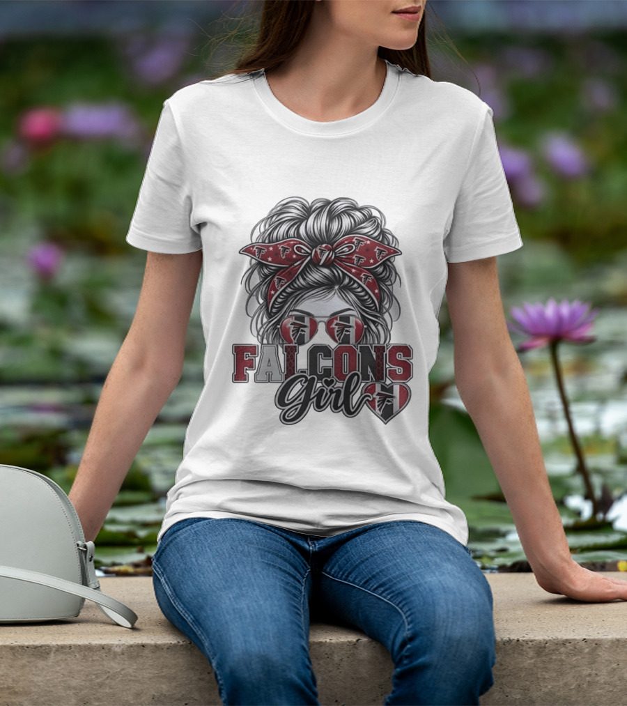 Falcons Girl Messy Bun Bandana Sunglasses T-Shirt