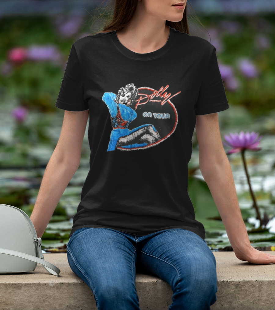 Dolly Parton On Tour Distressed Pinup Style Oval Frame T-Shirt