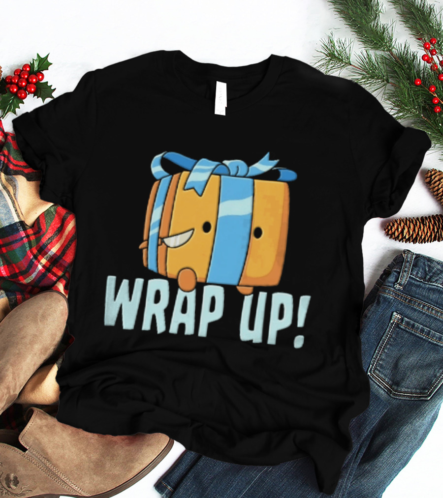 Mischievous Cartoon Ribboned Present Wrap Up With Knife T-Shirt