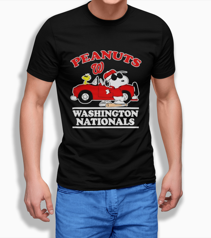 Peanuts Snoopy Woodstock Washington Nationals Baseball Car T-Shirt