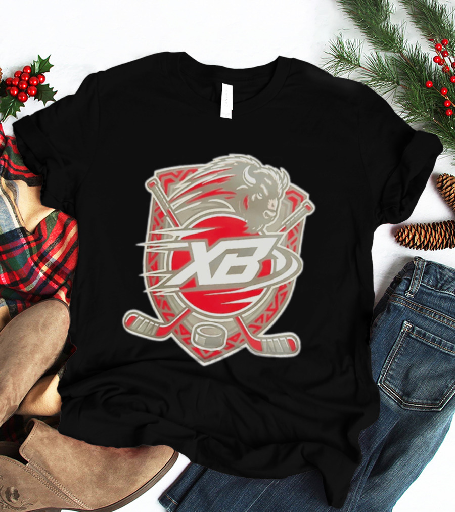 XB Buffalo Hockey Team Emblem With Crossed Sticks And Puck T-Shirt