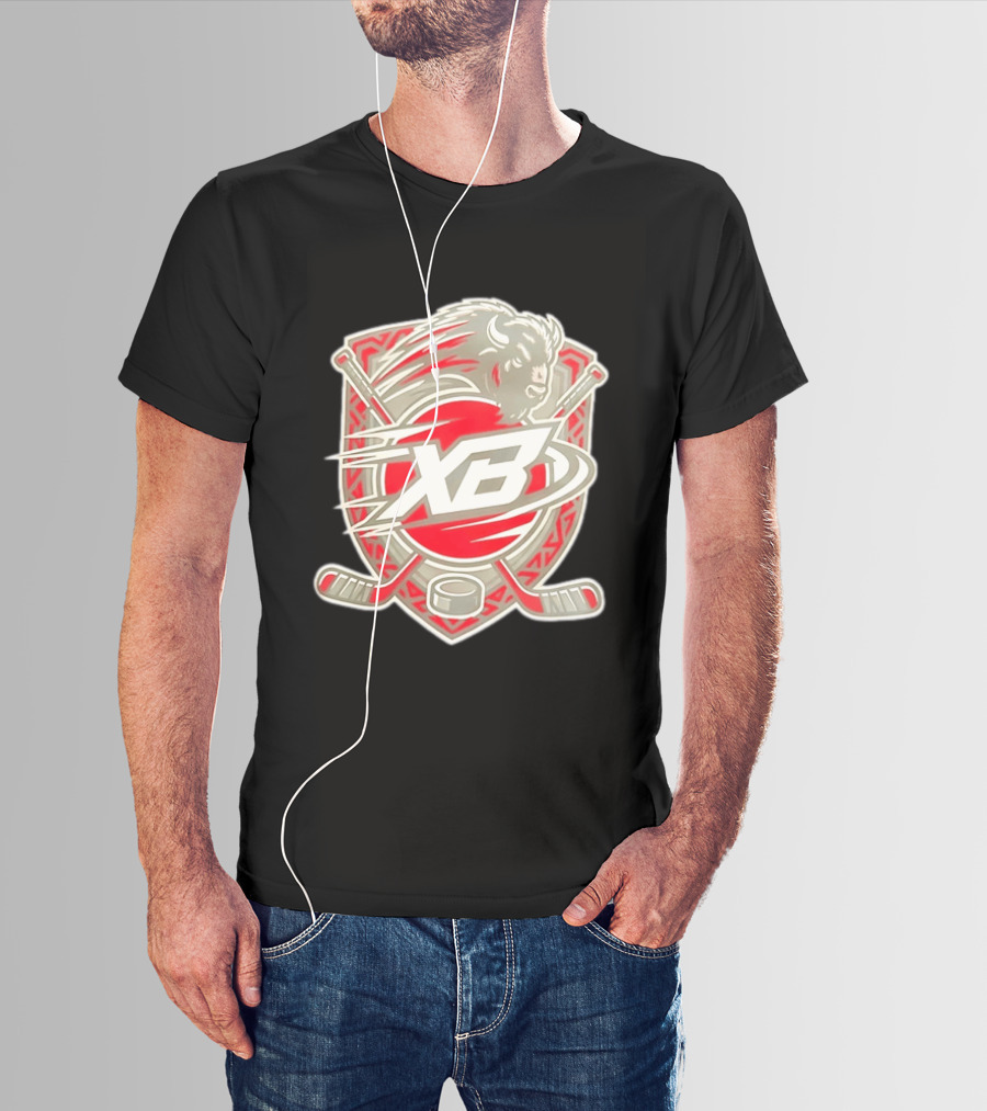 XB Buffalo Hockey Team Emblem With Crossed Sticks And Puck T-Shirt