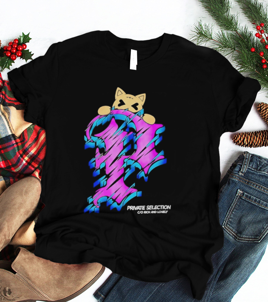 Private Selection C O Rich And Lonely Streetwear Cat Graffiti Aesthetic T-Shirt