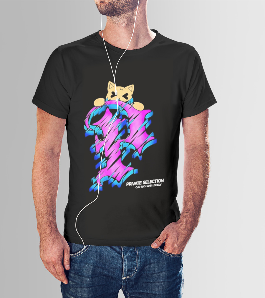 Private Selection C O Rich And Lonely Streetwear Cat Graffiti Aesthetic T-Shirt