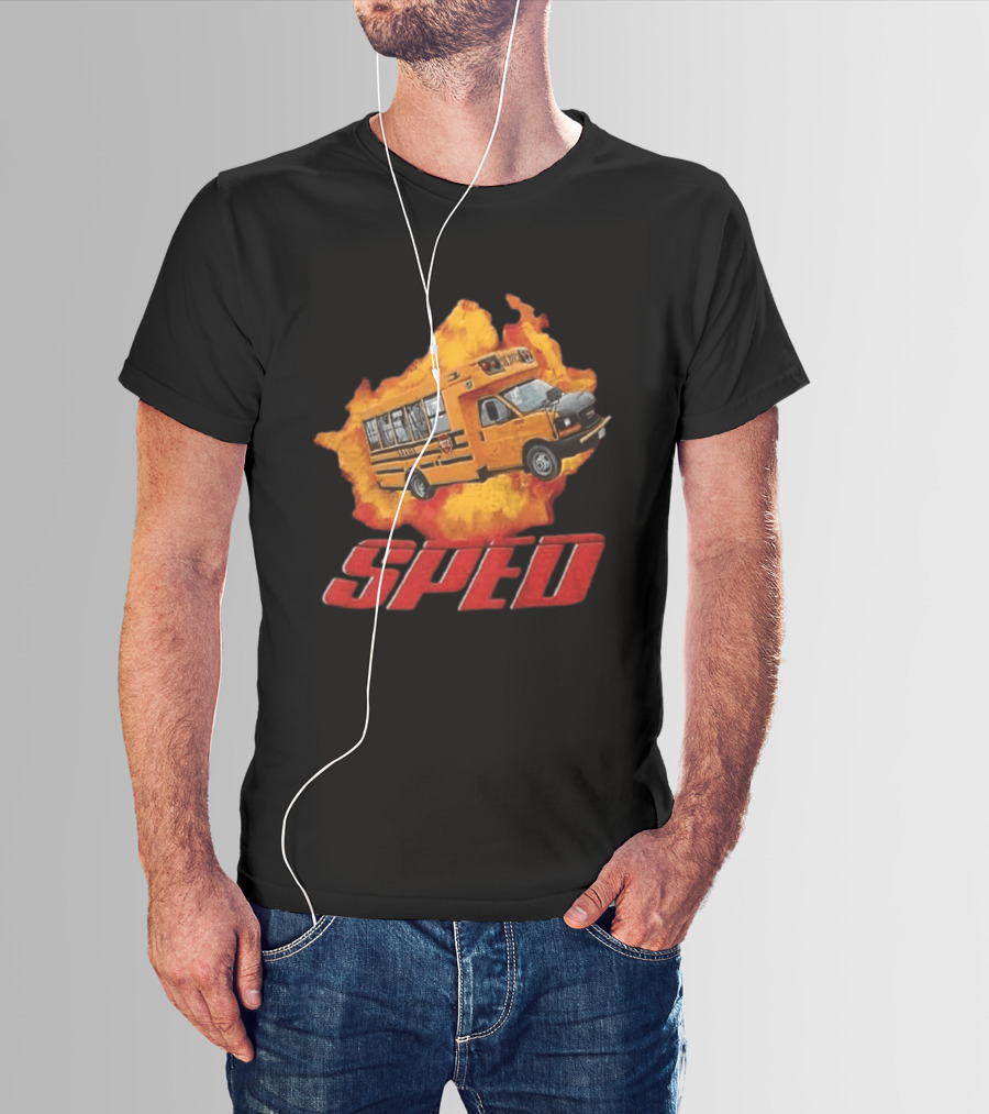 School Bus Flame SPED On Fire Burst T-Shirt