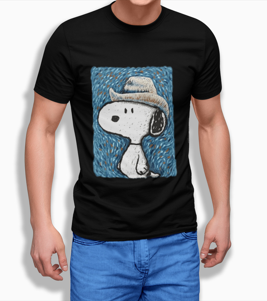 Snoopy Peanuts Cowboy Hat Embroidery T-Shirt