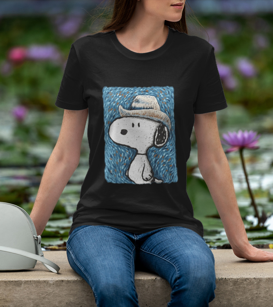 Snoopy Peanuts Cowboy Hat Embroidery T-Shirt