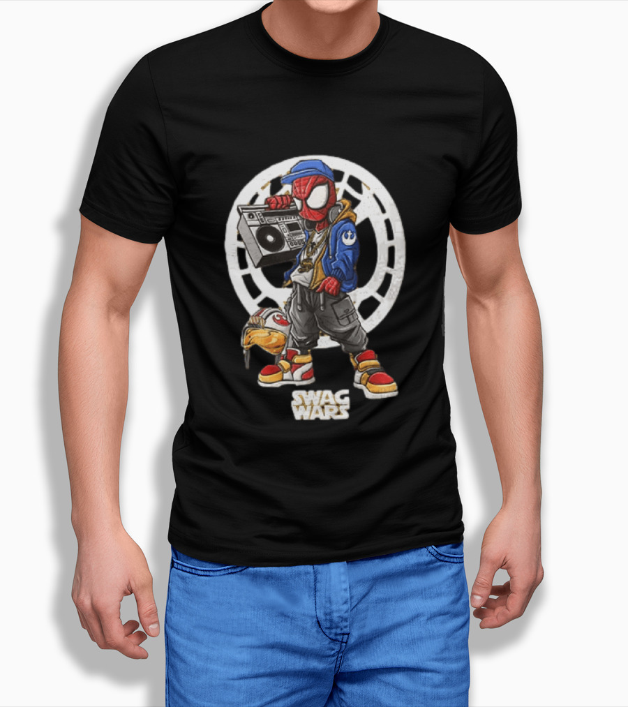 Spider Man Star Wars Swag Wars Youth Boombox Jedi T-Shirt