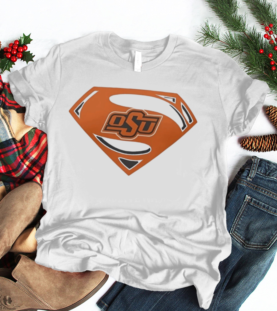 Oklahoma State University OSU Superman Emblem Orange T-Shirt