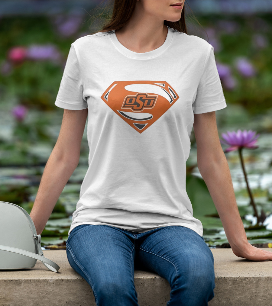 Oklahoma State University OSU Superman Emblem Orange T-Shirt