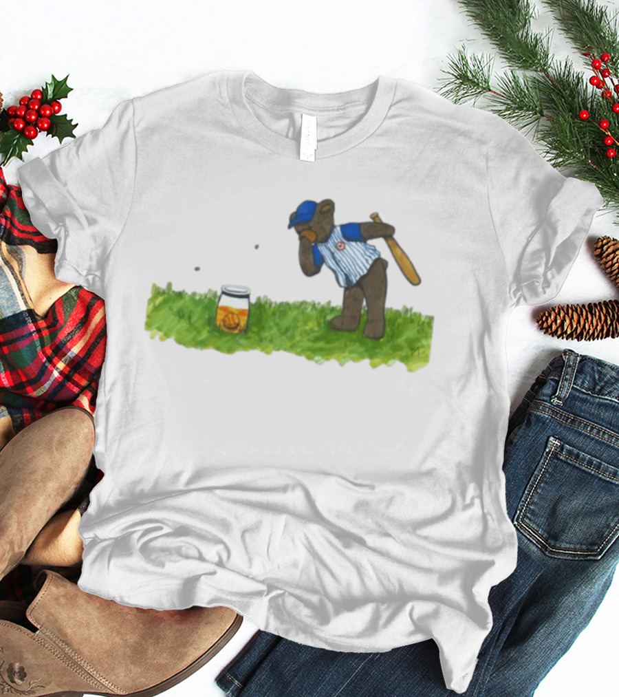 South Bend Cubs Bear With Baseball Bat And Honey Jar On Grass T-Shirt