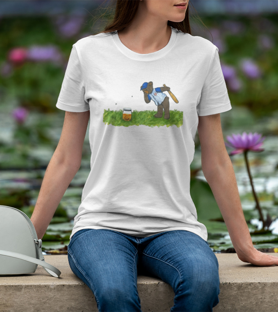 South Bend Cubs Bear With Baseball Bat And Honey Jar On Grass T-Shirt