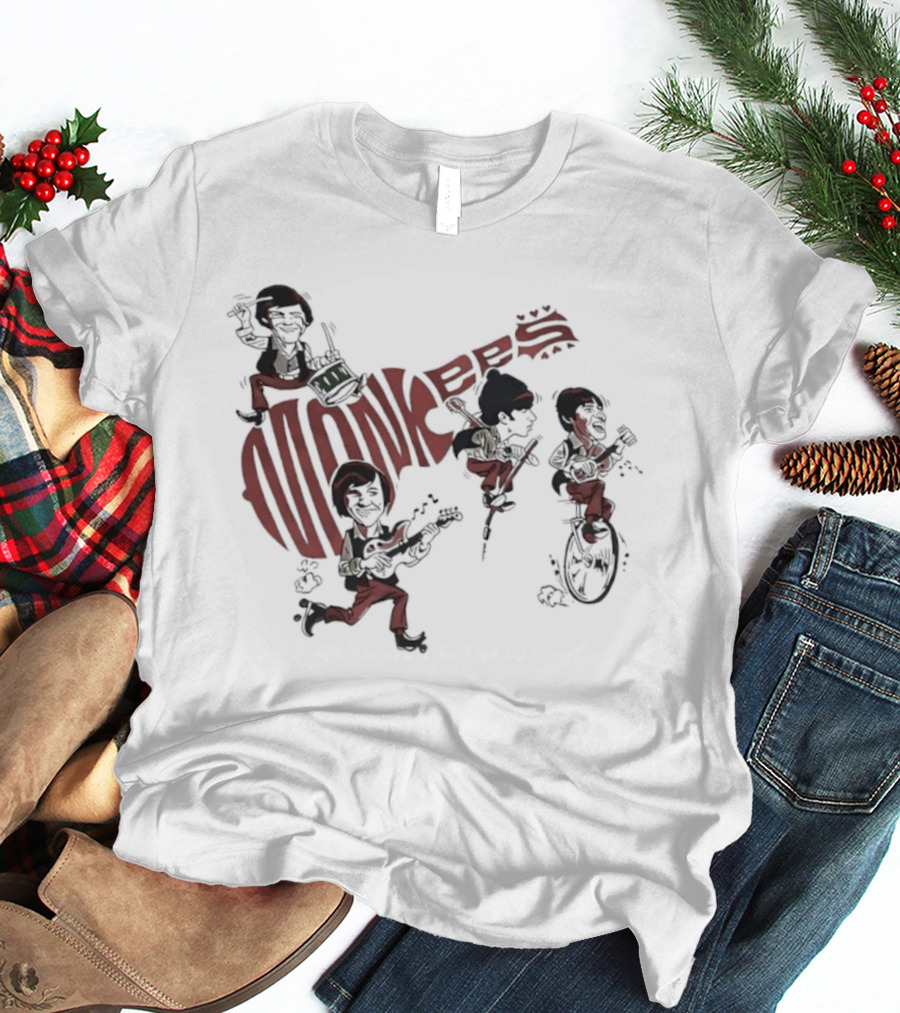 The Monkees Cartoon Band Members Davy Jones Micky Dolenz Mike Nesmith Peter Tork T-Shirt