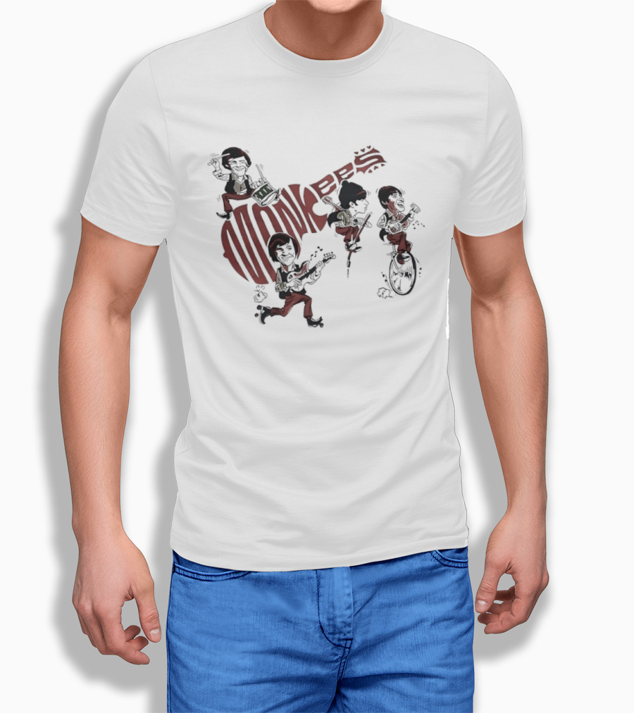 The Monkees Cartoon Band Members Davy Jones Micky Dolenz Mike Nesmith Peter Tork T-Shirt