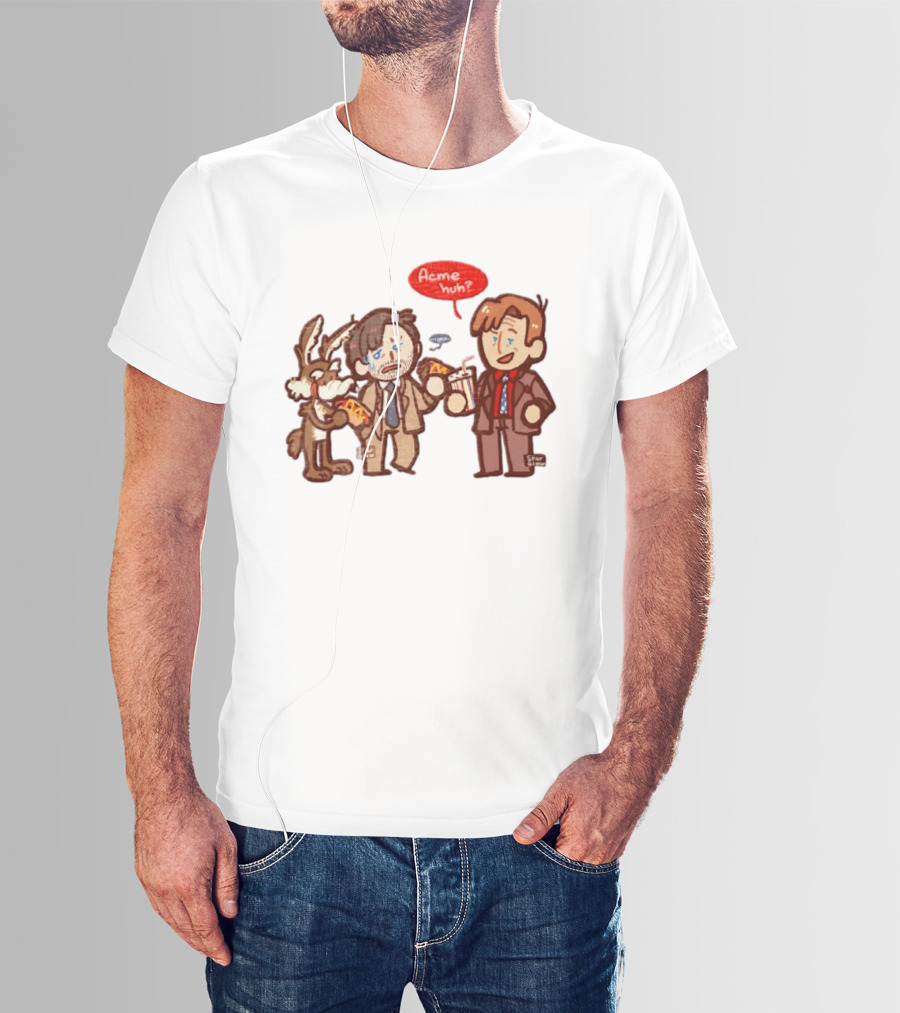 Wile E Coyote Saul Goodman Jimmy McGill Acme Huh Yeah Pizza Milkshake Cartoon Character Collaboration T-Shirt
