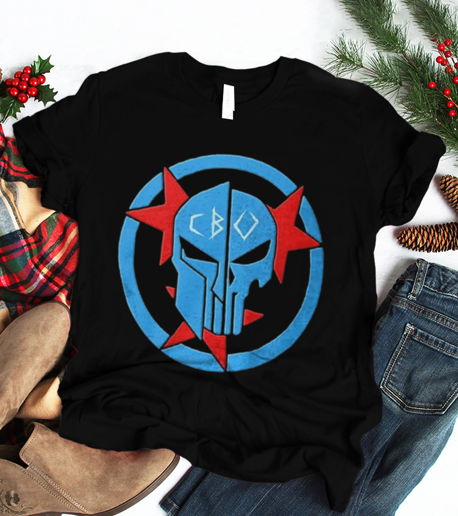 CBO Spartan Punisher Skull Red Star Blue Circle T-Shirt