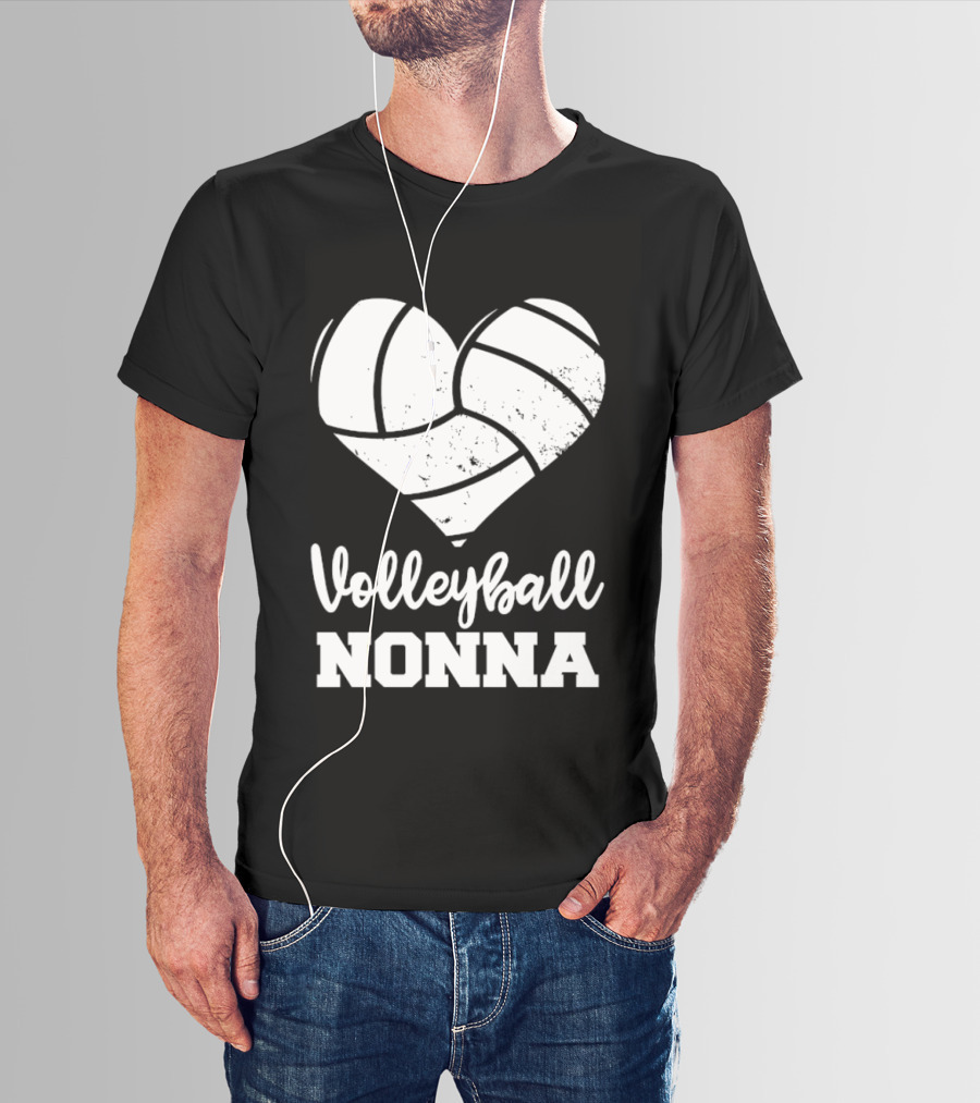 Volleyball Nonna Distressed Heart T-Shirt